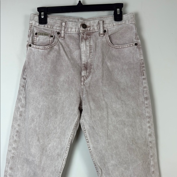 Calvin Klein Brown Cream Straight Leg Jeans Size 28 - Picture 3 of 10